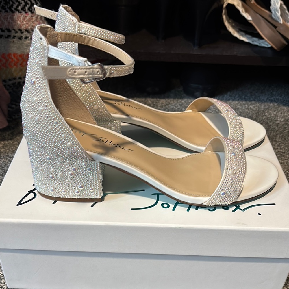 Betsey Johnson White Sparkly Heels